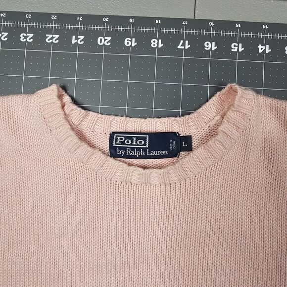 Vintage Polo Ralph Lauren Sweater Large Pink Essential Preppy Quite Academia 90s - Picture 3 of 8